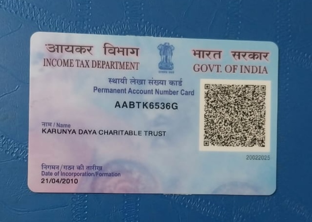 Trust PAN Card Certificate