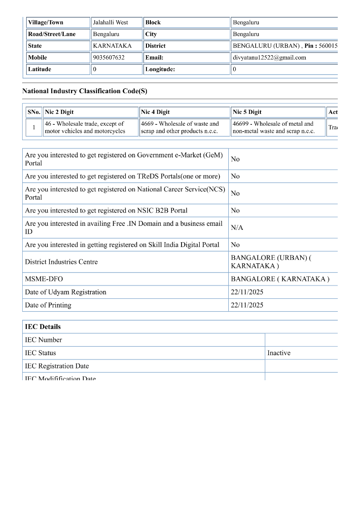 Udyam Registration Certificate Page 4
